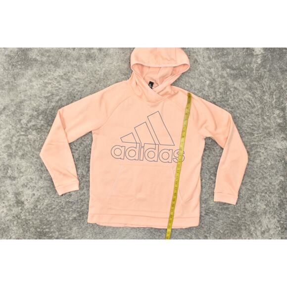 Adidas Pink Pullover Hoodie Women's Medium Polyester Long Sleeve Solid Climawarm - Picture 7 of 7